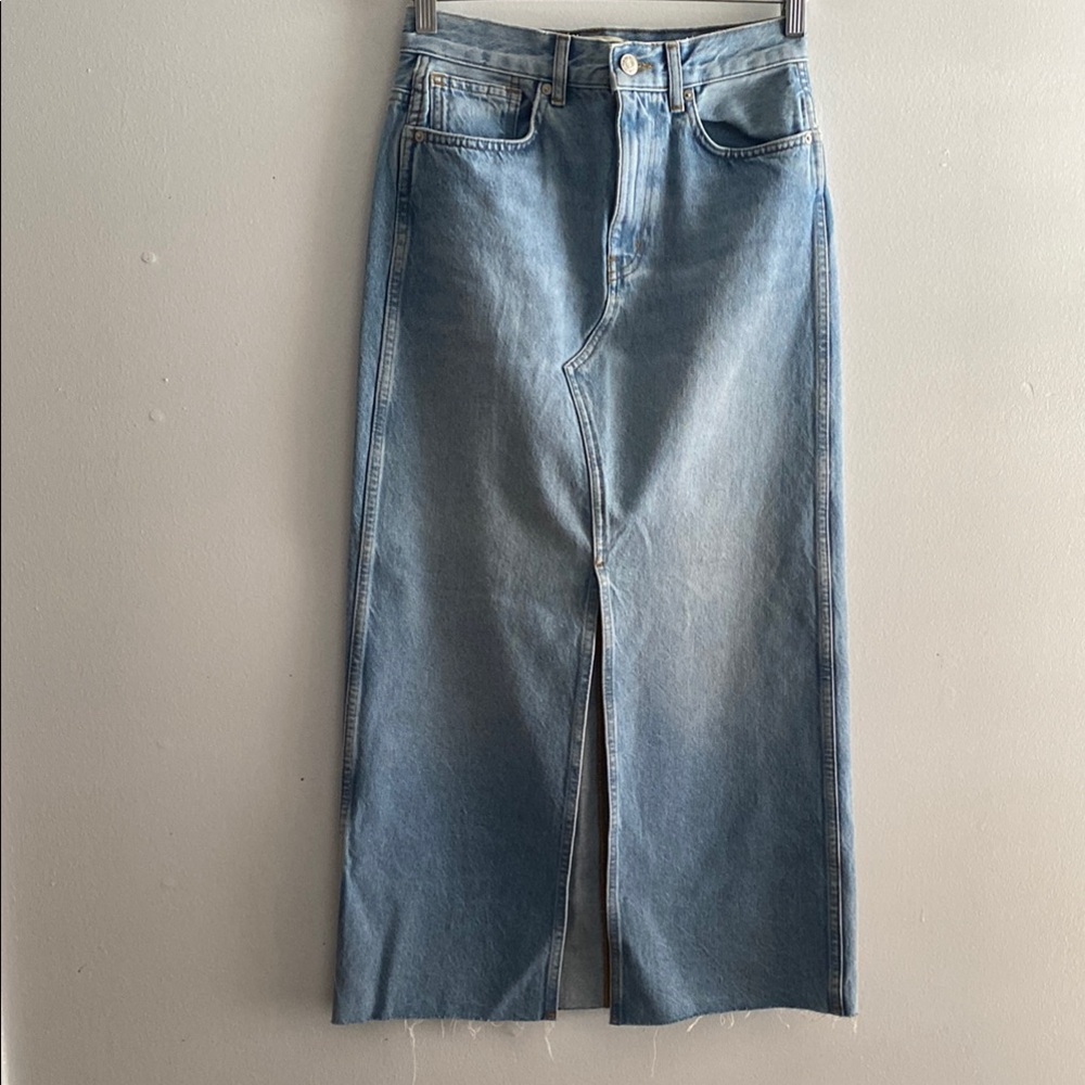 Madewell Blue Denim Midi Skirt
